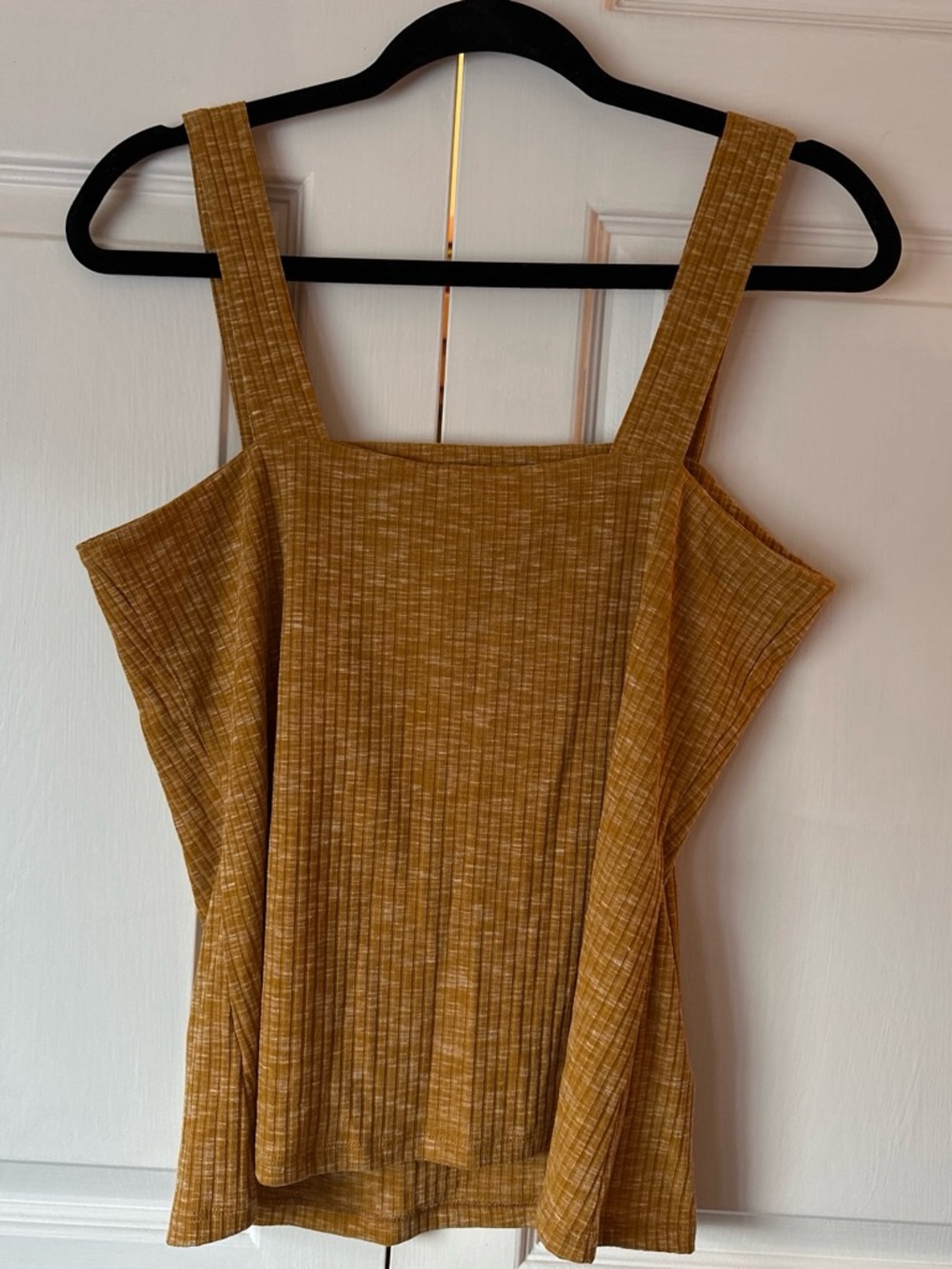 bobeau Mustard Ribbed Square-Neck Tank - Picture 2 of 3